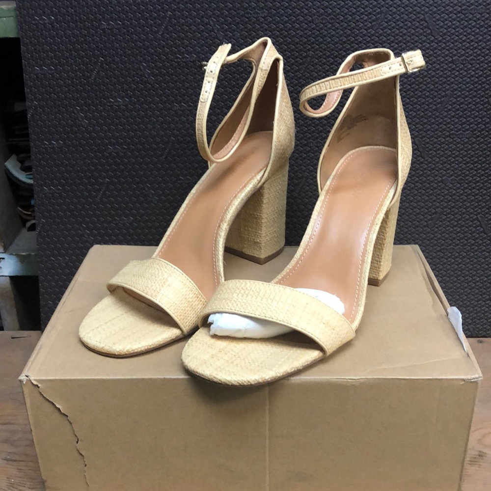 J Crew Elegant Tan Block Heel Sandals NIB